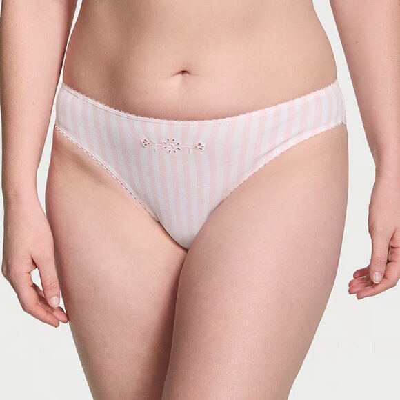 Victoria's Secret Stretch Cotton Bikini Panty Pink Stripes Large NEW - Picture 6 of 6